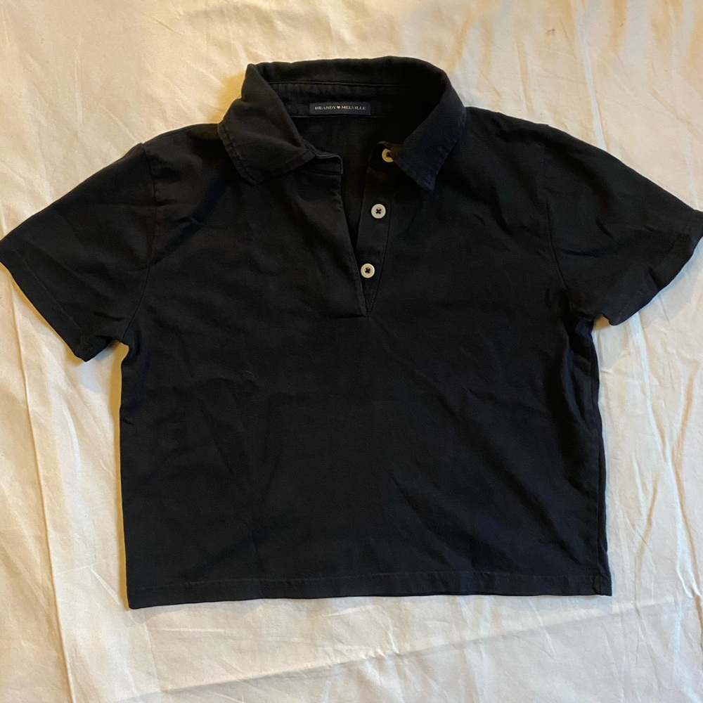 Brandy Melville Black Polo Mini Tee